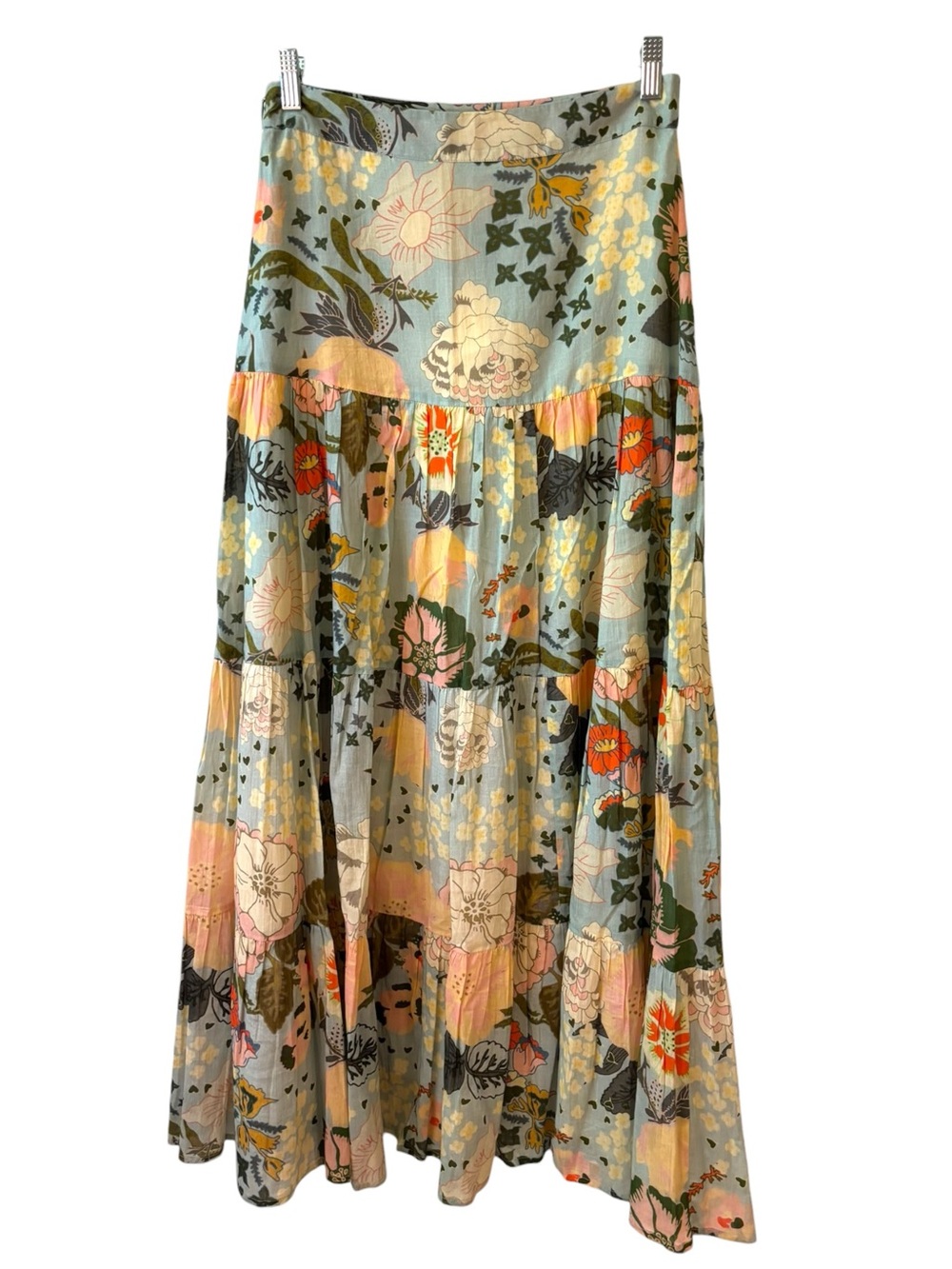 Carolina K for Anthropologie Floral Tiered Maxi Skirt NWT Cotton Boho Size M - Picture 6 of 12